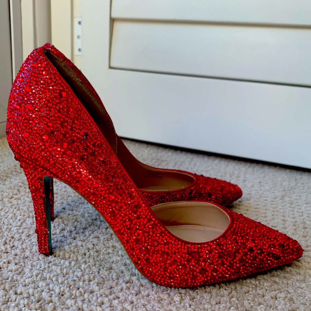 Betsey Johnson red sparkle heels